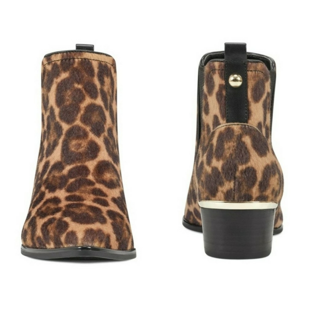 Nine West Black Brown Animal Print Hartyn Booties NWOT